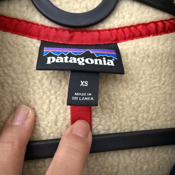 Patagonia Beige Navy Deep Pile Sherpa Fleece 1/2 Zip Pullover Sweater Mens XS - Picture 6 of 6